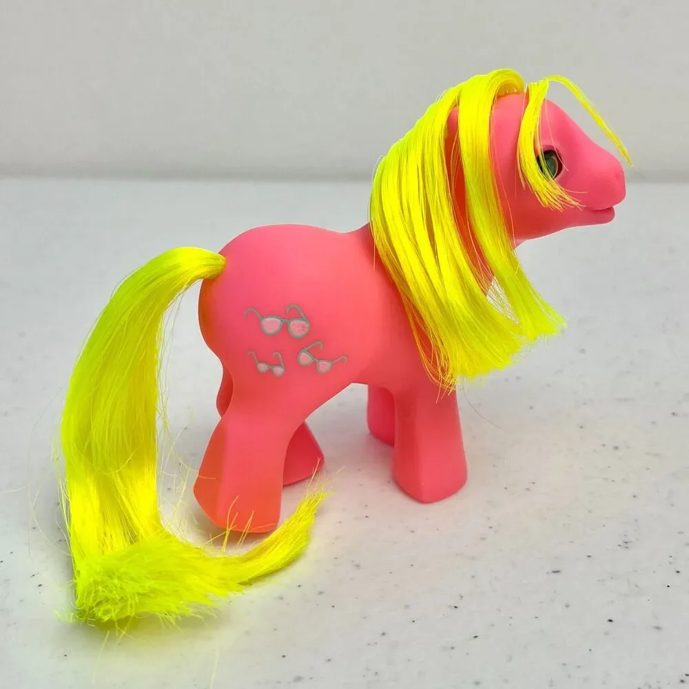 Vintage G1 My Little Pony Baby Shady BBE Pink Yellow w/ Accessories Hasbro 1986